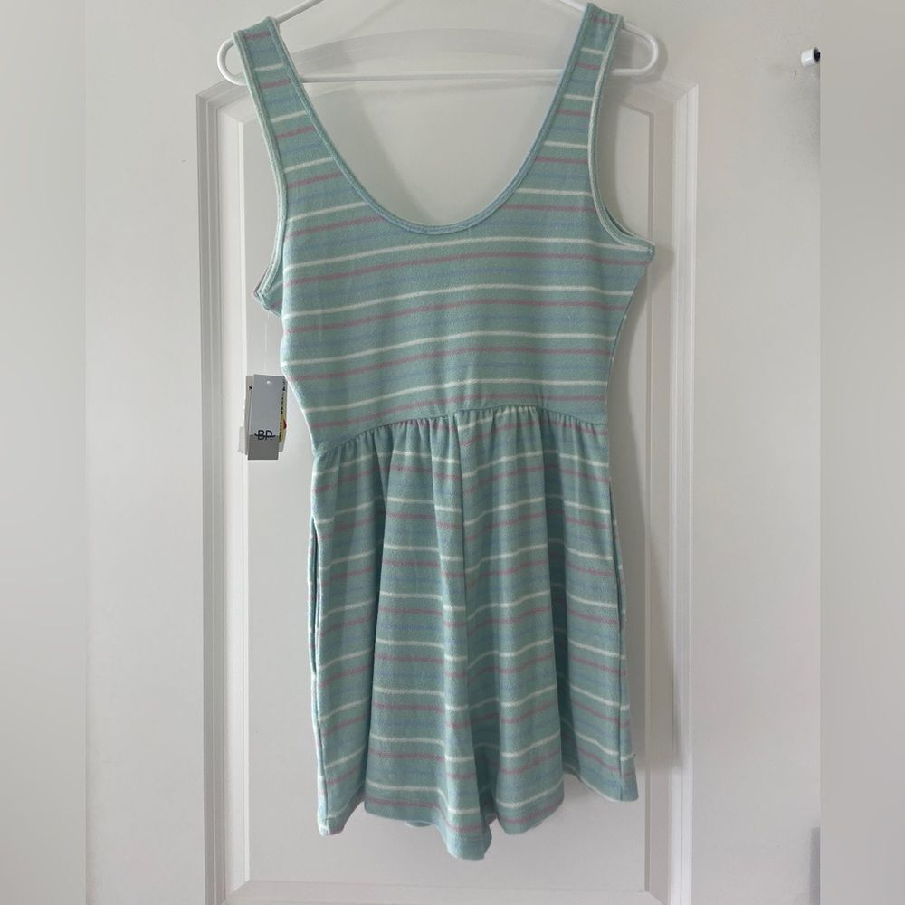 BP Romper Green Mara Stripe Terry Sleeveless Romper NWT - Small It has pockets! - Picture 3 of 6